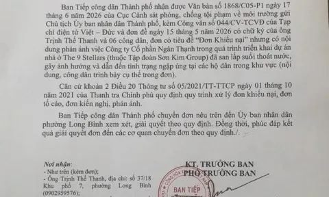 Ban Tiếp công dân TP.HCM chuyển đơn phản ánh liên quan Dự án The 9 Stellars đến UBND phường Long Bình xử lý